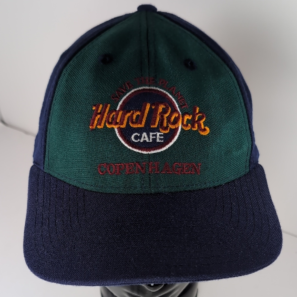 Vintage 90's Hard Rock Cafe "Copenhagen" Adj Hat Spellout Embroidery Tricolors!